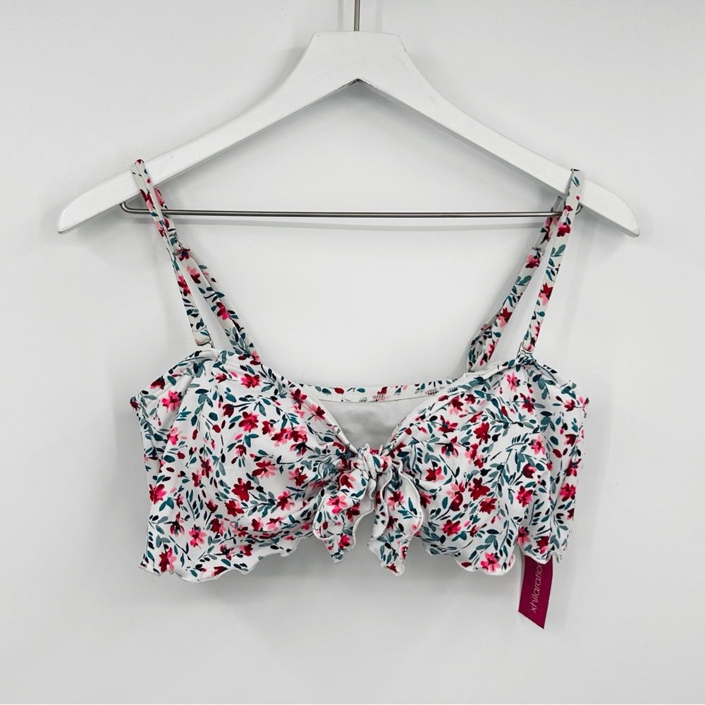Xhilaration Floral Ruffle Coquette Bikini Top Size Large